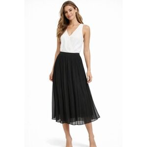 DKNY Black Pleated Midi Skirt Womens M